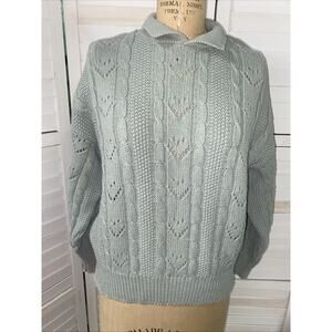 80s Outback Red Green Cable-Knit Sweater Women’s Made In USA